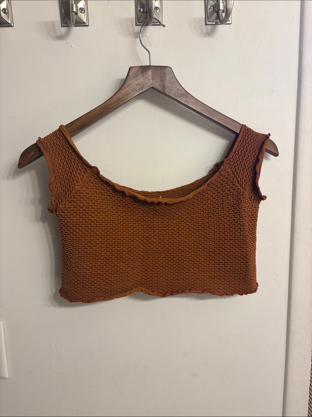 Free People Rust Textured Knit Crop Top